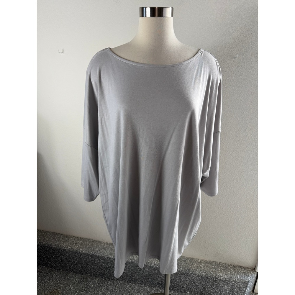 J Jill Womens Plus 4X Gray Cotton Modal Oversized Tunic Top 3/4 Sleeve Stretch